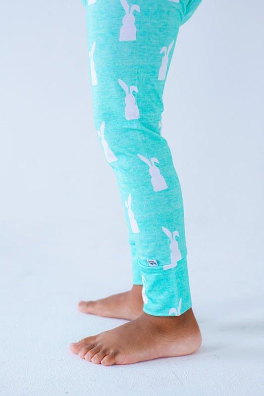 Bamboo Short Sleeve Pajama Set - Simon (Bunny On Mint) - Image 4