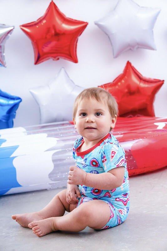 Bamboo Short Sleeve Pajama Set with Shorts - Liberty (Pool Floats) - Image 3