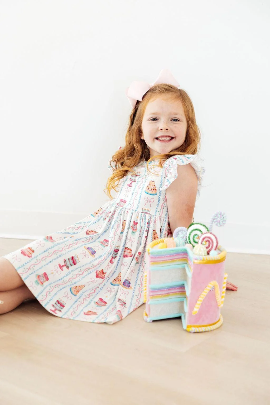 Birthday Cakes Flutter Sleeve Twirl Dress - Image 2