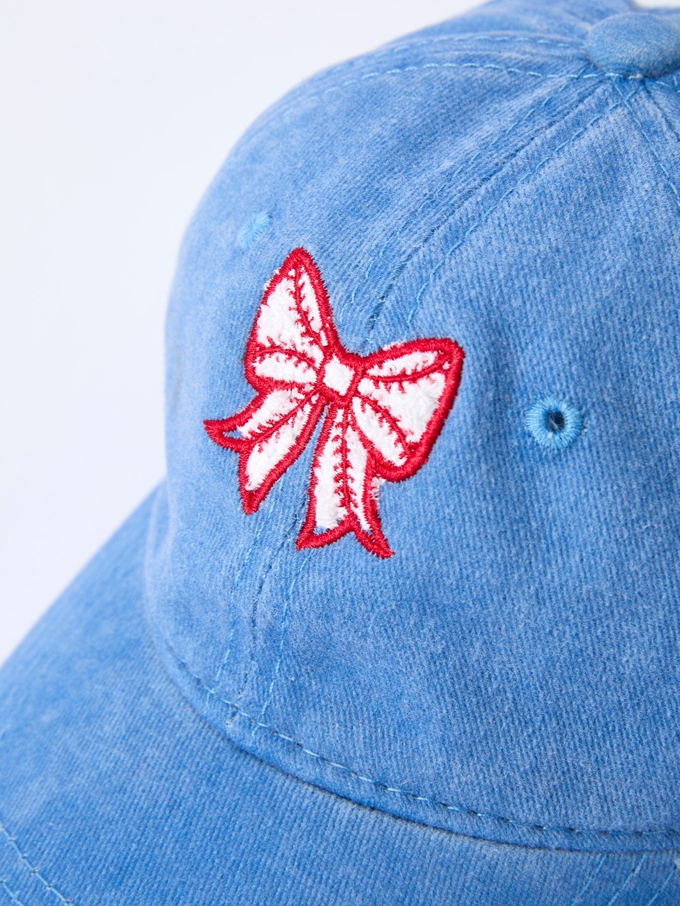 Blue Baseball Bow Applique Kids Hat - Image 3