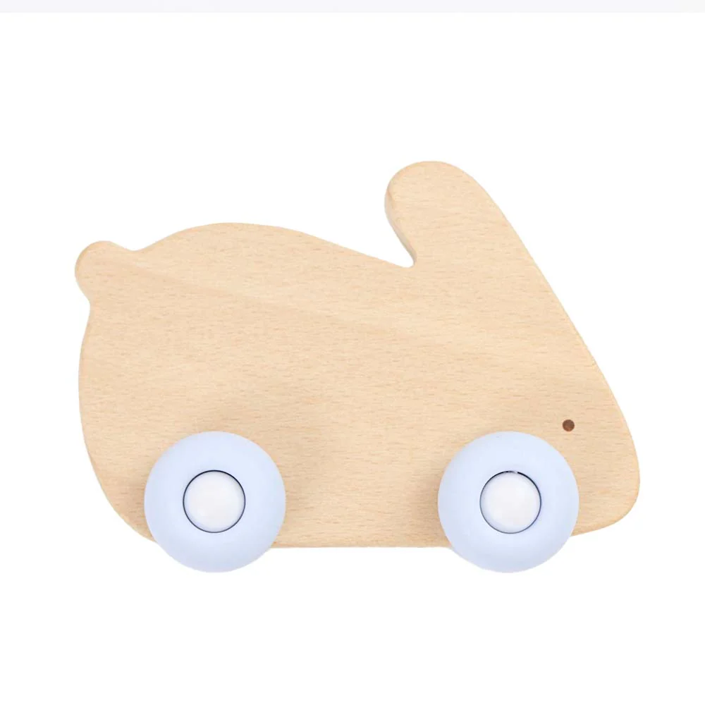 Blue Bunny Silicone + Wood Teether with Wheels - Image 2