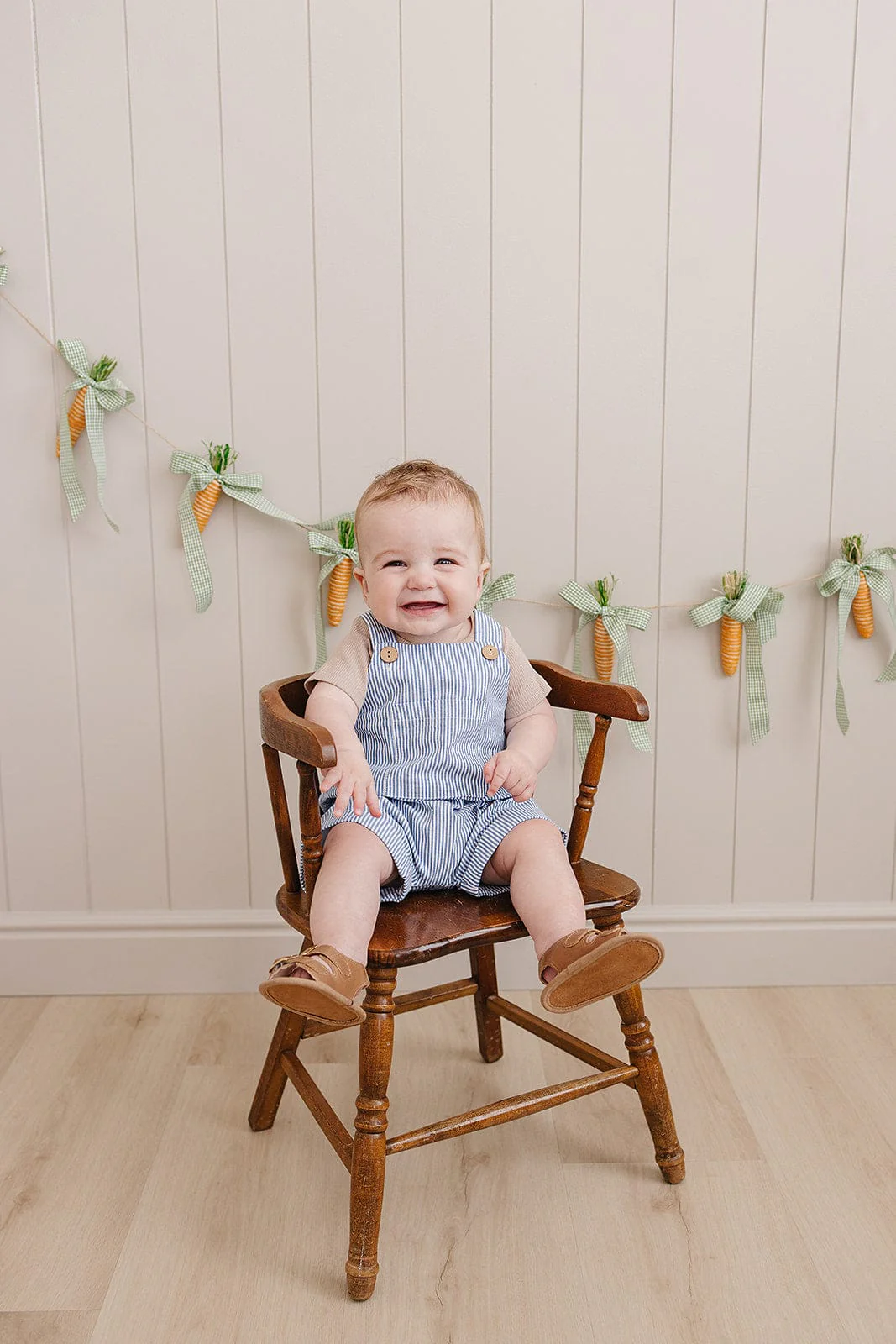 Blue Stripe Short Linen Overalls - Image 2
