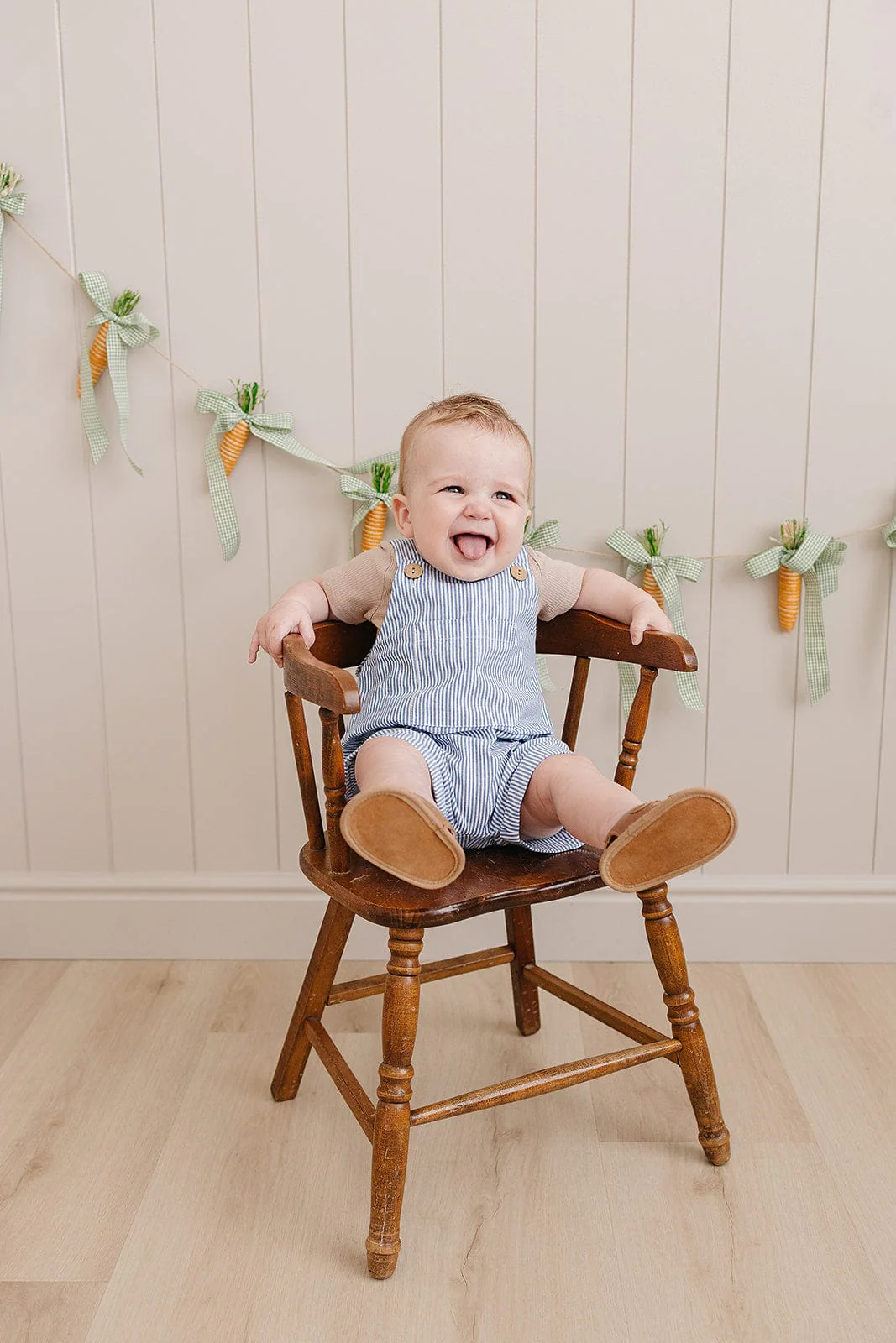 Blue Stripe Short Linen Overalls - Image 4