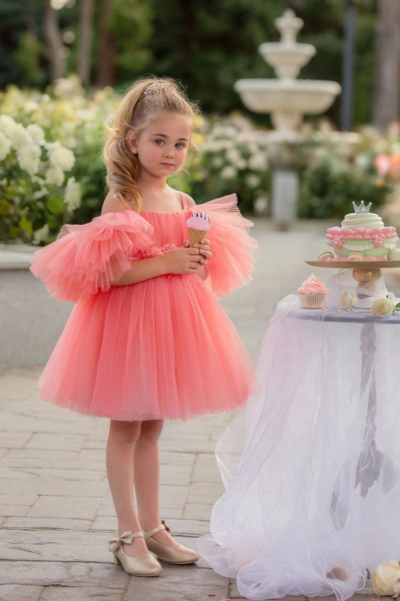 Blush Feather Fairy Tulle Dress - Image 5