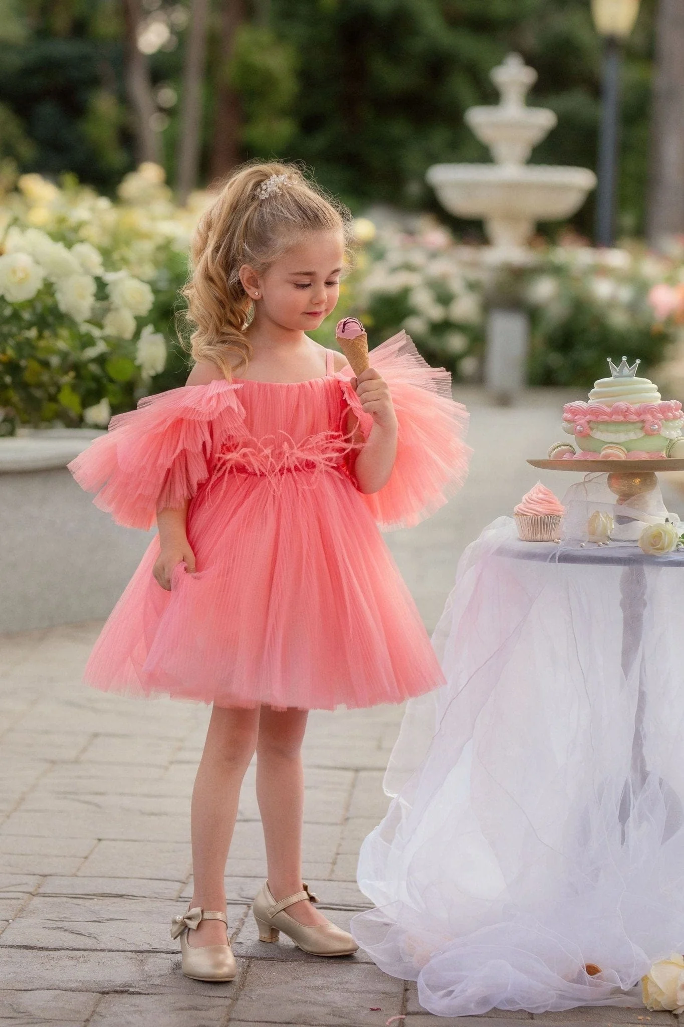 Blush Feather Fairy Tulle Dress - Image 6