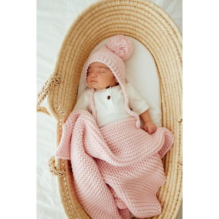 Garter Stitch Baby Blanket- Blush - Image 2
