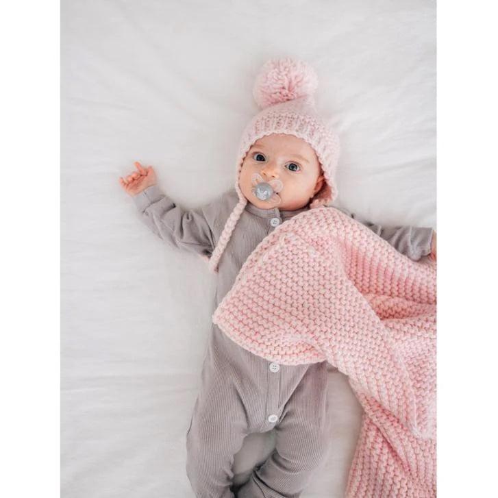 Garter Stitch Baby Blanket- Blush - Image 4