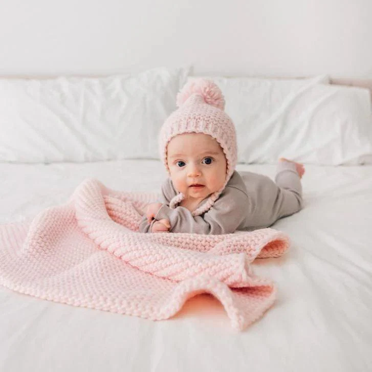 Garter Stitch Baby Blanket- Blush - Image 5
