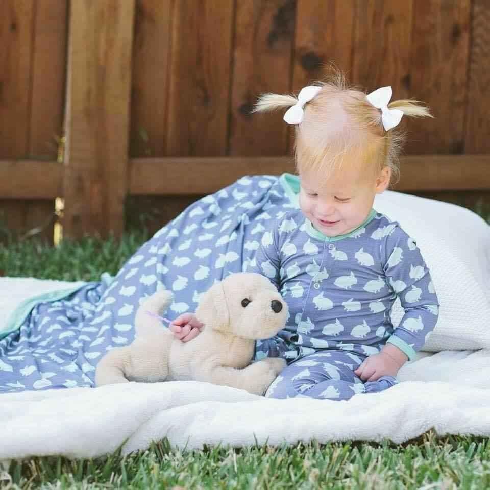 Boys & Girls Bamboo Footie Sleeper - Bunny Hop - Image 3