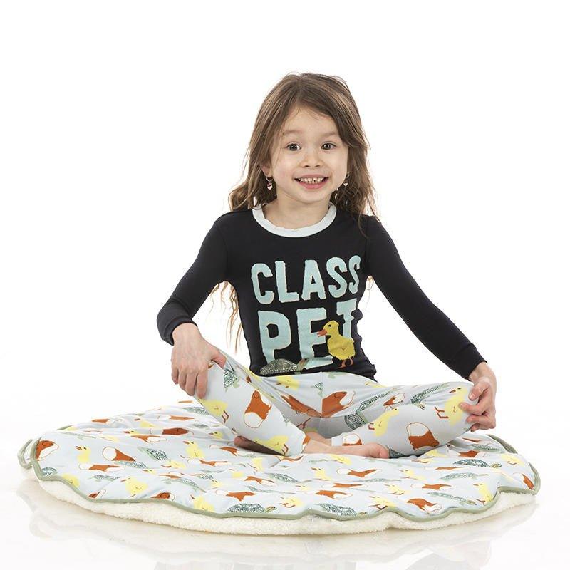 Boy's Bamboo Long Sleeve Graphic Tee Pajama Set - Illusion Blue Class Pets - Image 2