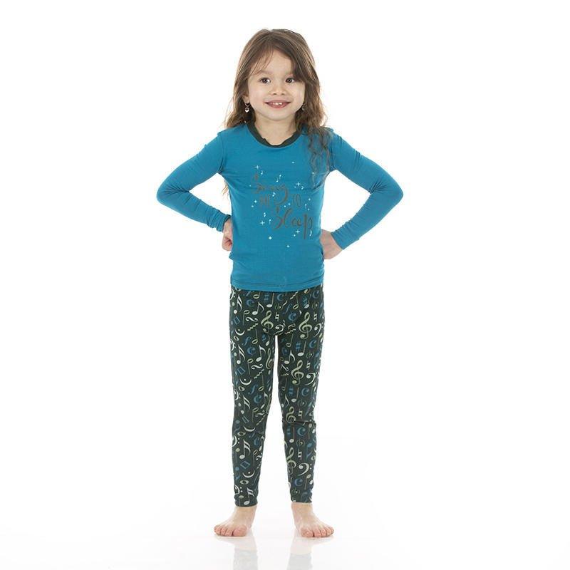 Boy's Bamboo Long Sleeve Graphic Tee Pajama Set - Pine Music Class - Image 2