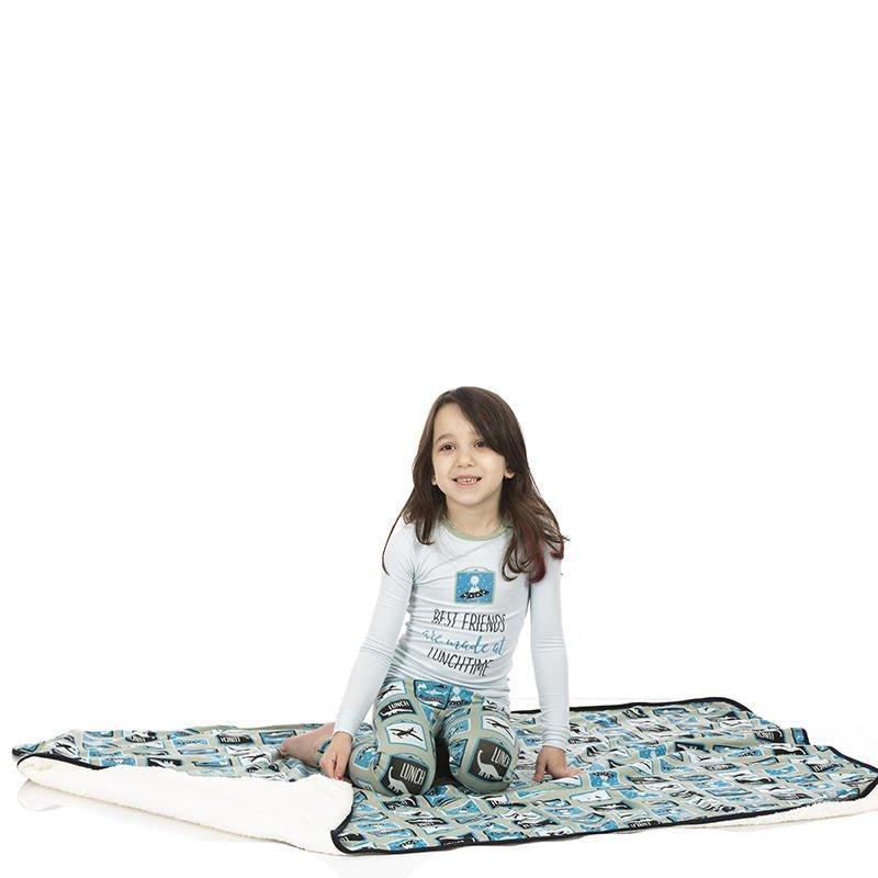 Boy's Bamboo Long Sleeve Graphic Tee Pajama Set - Silver Sage Lunchboxes - Image 2