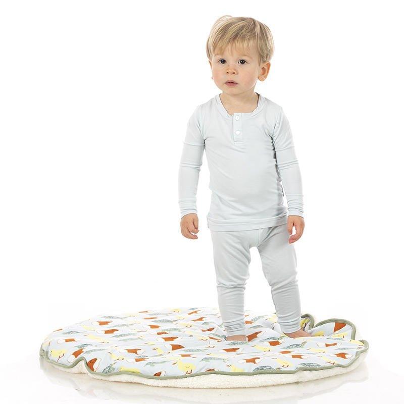Boy's Solid Bamboo Long Sleeve Henley Pajama Set - Illusion Blue - Image 2