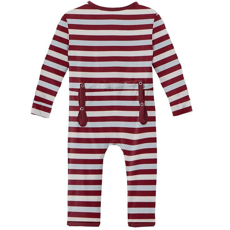 Boy's Print Bamboo Coverall with Zipper - Playground Stripe - Image 2