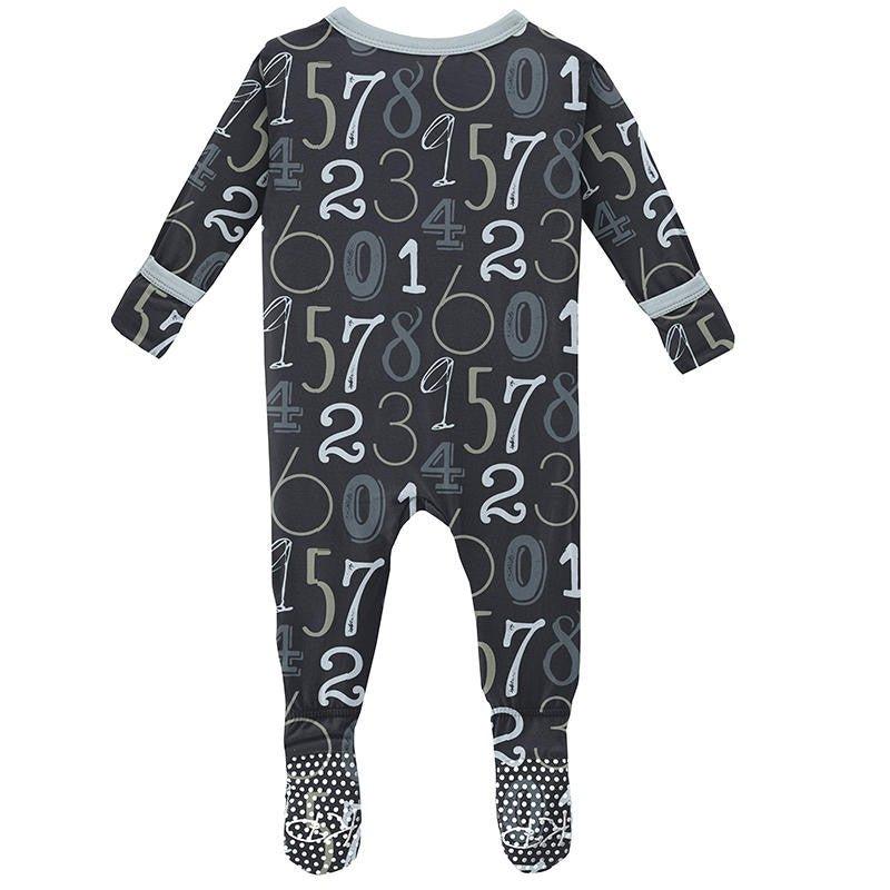 Boy's Print Bamboo Footie with Snaps - Deep Space Math - Image 2