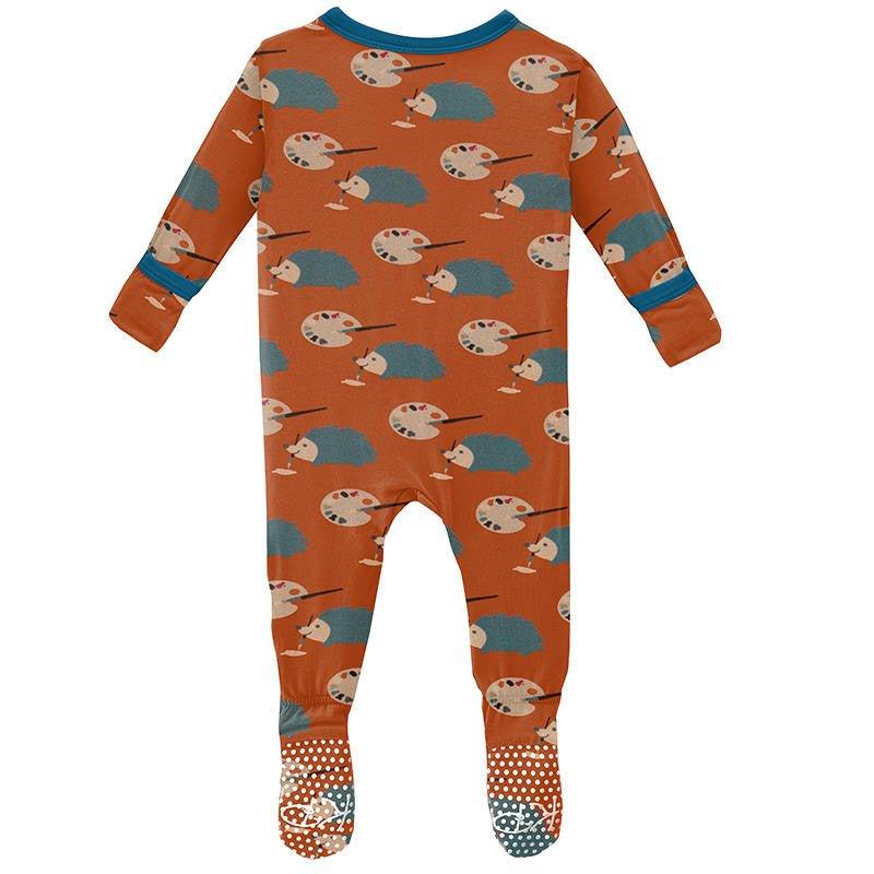 Boy's Print Bamboo Footie with Snaps - Harvest Art Class - Image 2