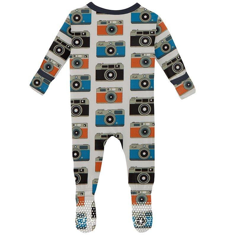 Boy's Print Bamboo Footie with Snaps - Mom's Camera - Image 2