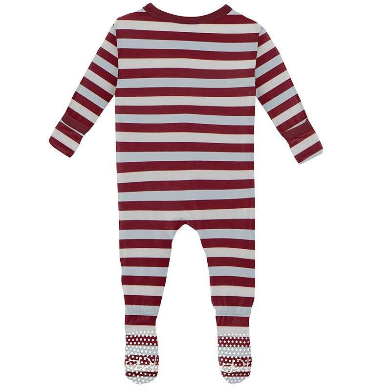 Boy's Print Bamboo Footie with Snaps - Playground Stripe - Image 2