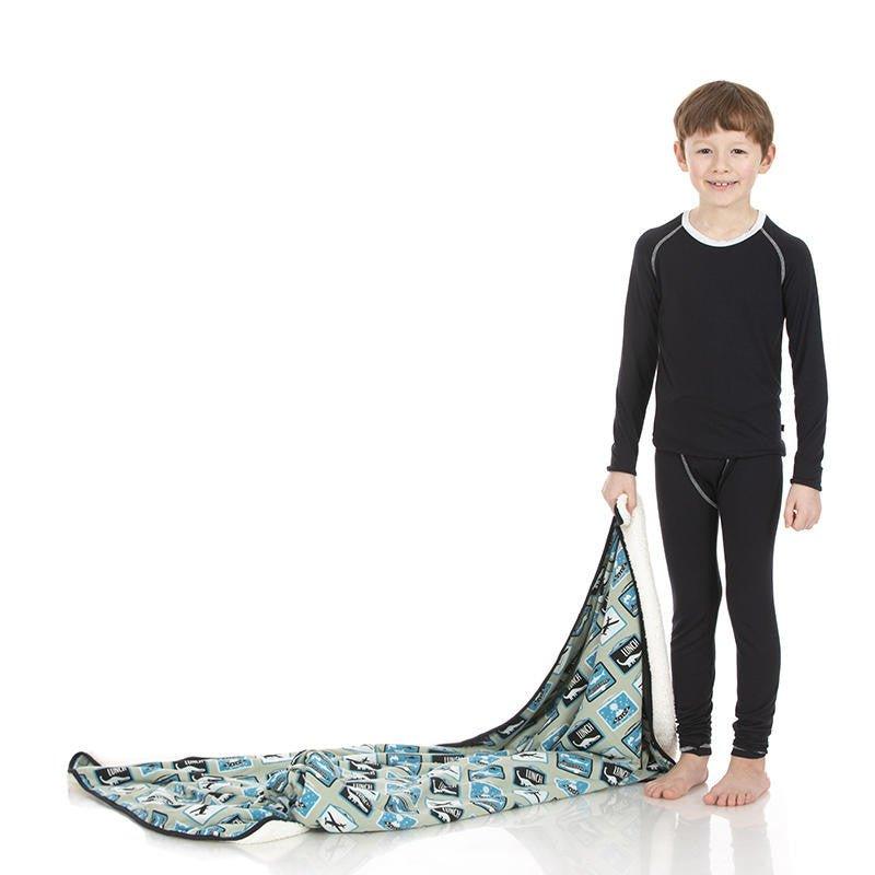 Boy's Solid Bamboo Long Sleeve Sport Pajama Set - Deep Space with Illusion Blue - Image 2