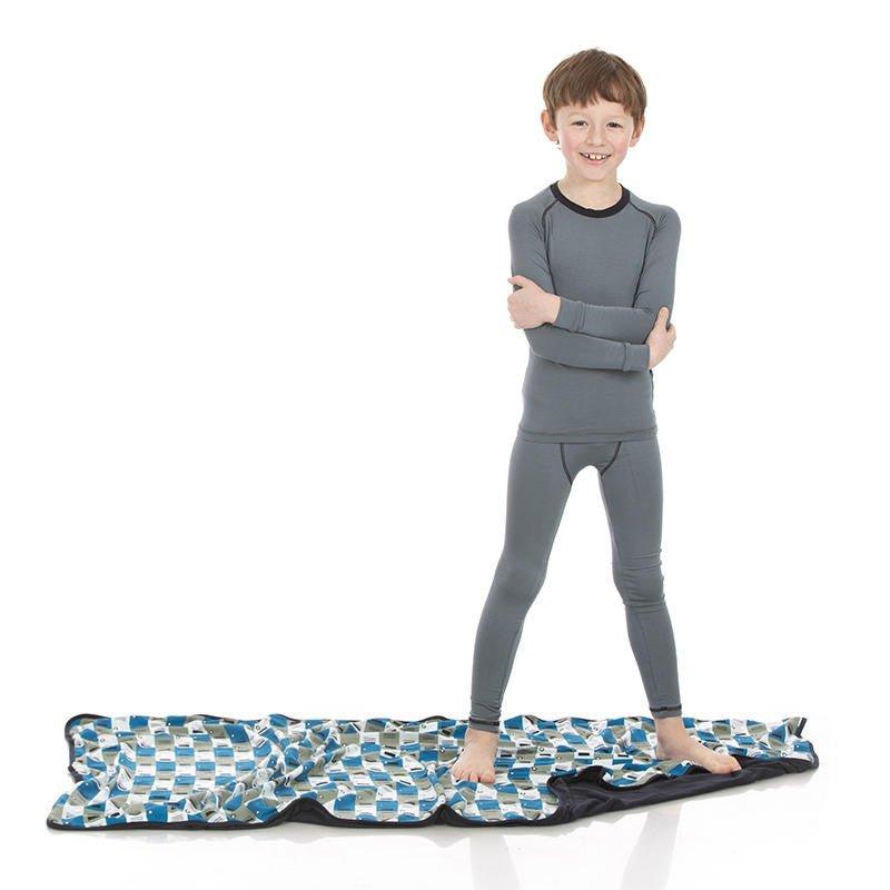 Boy's Solid Bamboo Long Sleeve Sport Pajama Set - Slate with Deep Space - Image 2