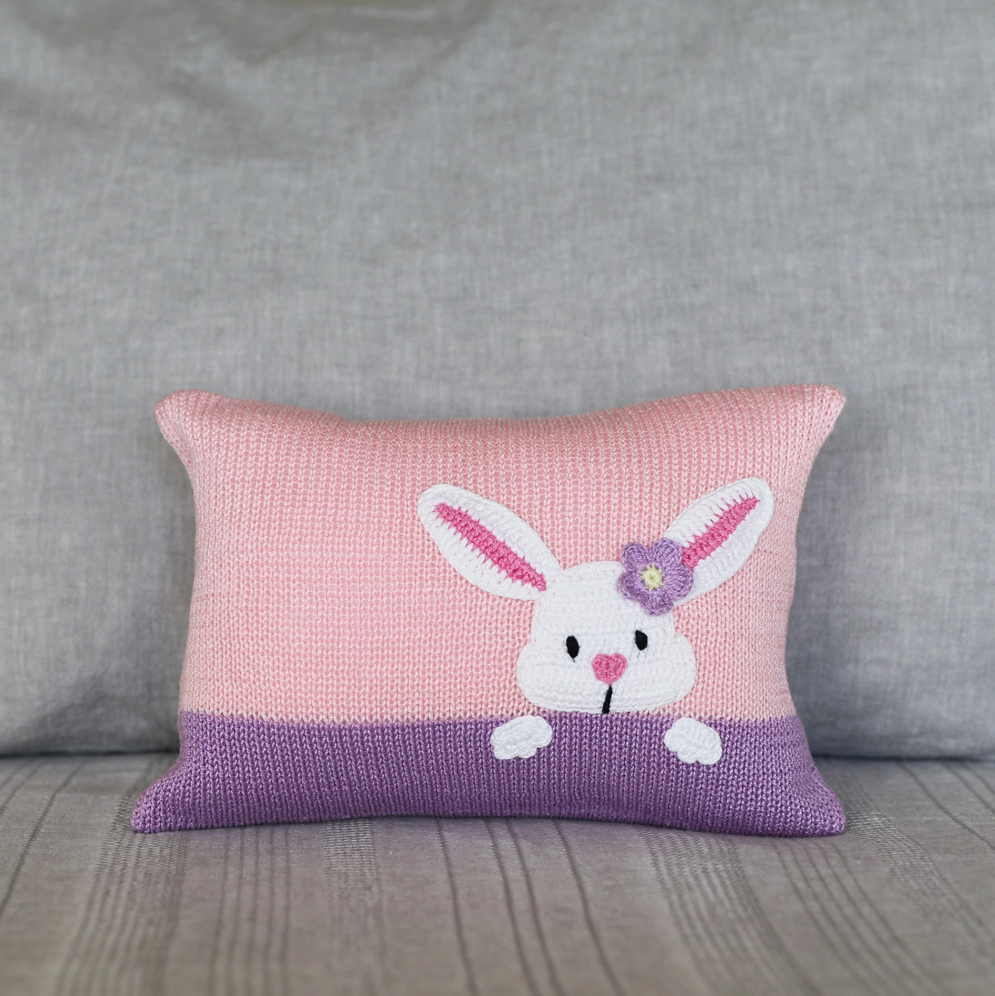 Bunny Peekaboo Mini Pillow, Pink - Image 2