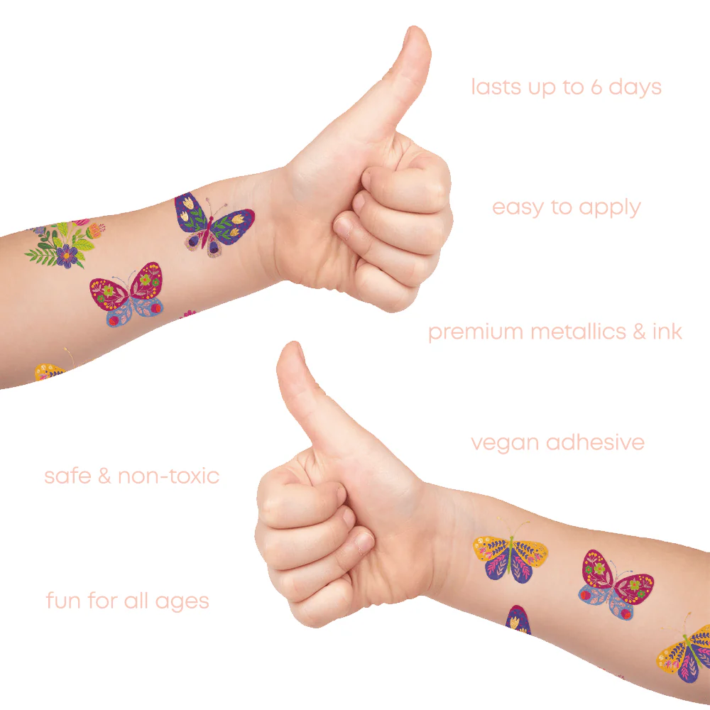 Butterflies & Blossoms Variety Temporary Tattoos Set - Image 3