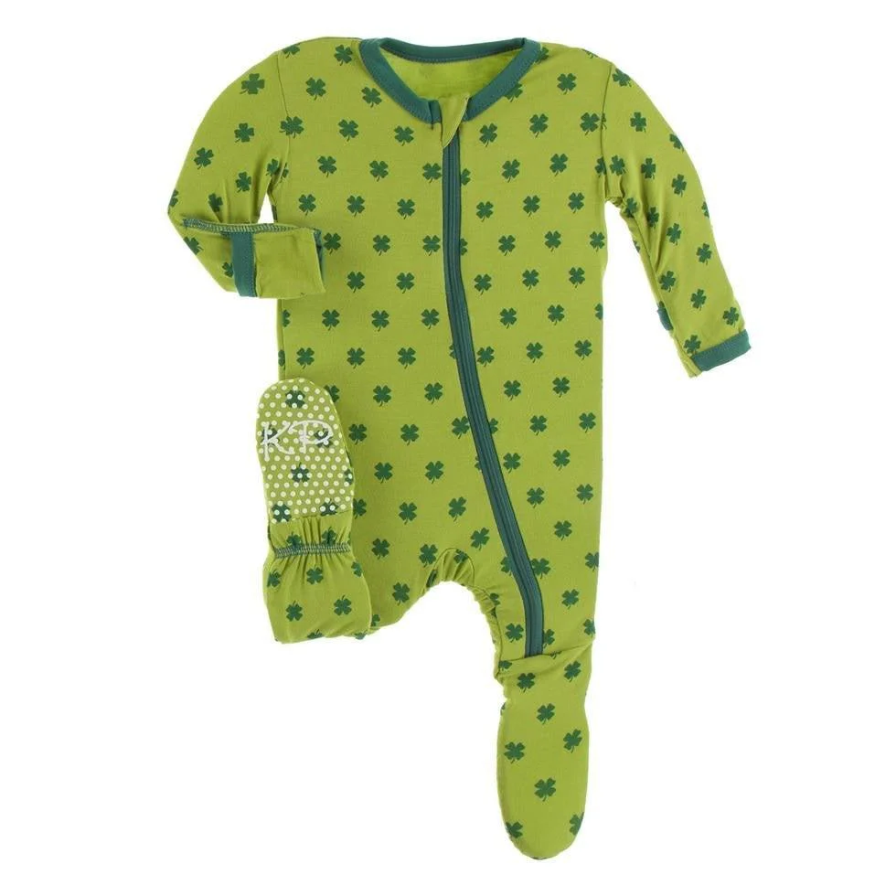 Celebrations Bamboo Footie with Zipper - Meadow Clover