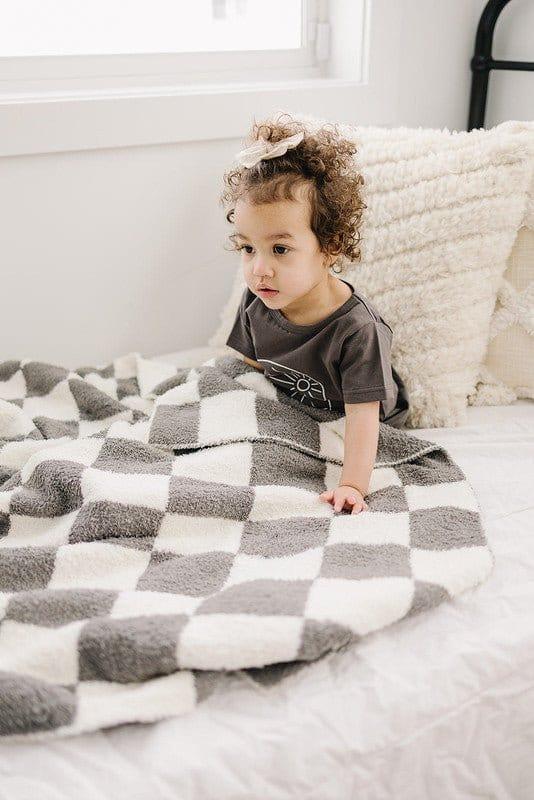 Plush Blanket - Charcoal Checkered - Image 2