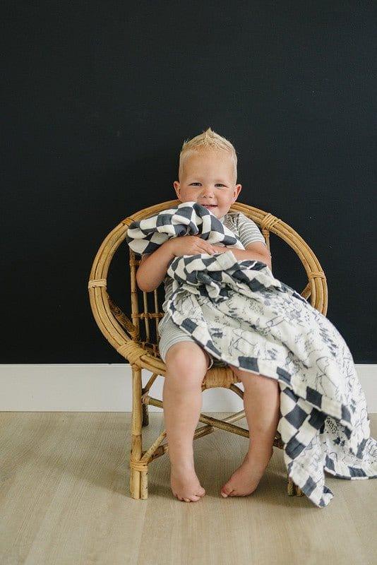 Muslin Quilt Blanket - Charcoal Checkered & Summit - Image 2