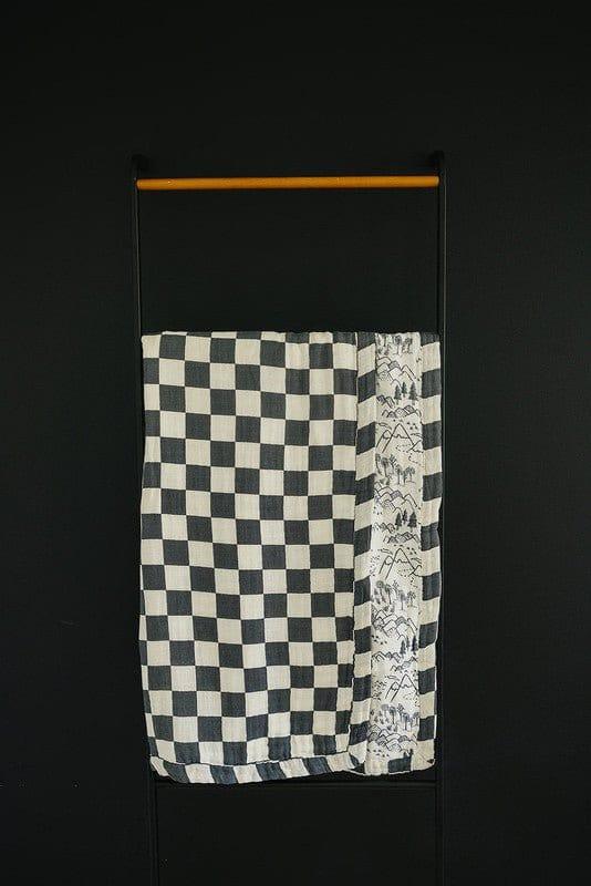 Muslin Quilt Blanket - Charcoal Checkered & Summit - Image 3