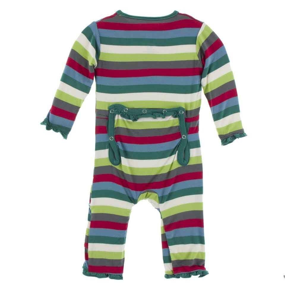 Bamboo Classic Ruffle Coverall with Zipper - 2020 Multi Stripe - Image 2