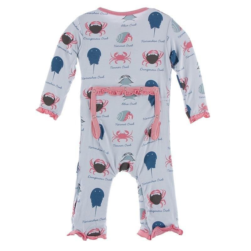 Bamboo Classic Ruffle Coverall with Zipper - Dew Crab Types - Image 2