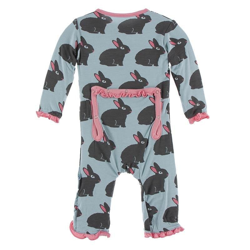 Bamboo Classic Ruffle Coverall with Zipper - Jade Forest Rabbit - Image 2