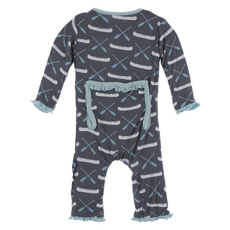 Bamboo Classic Ruffle Coverall with Zipper - Stone Paddles and Canoe - Image 2