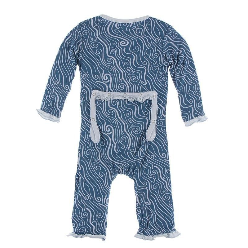 Bamboo Classic Ruffle Coverall with Zipper - Twilight Whirling River - Image 2