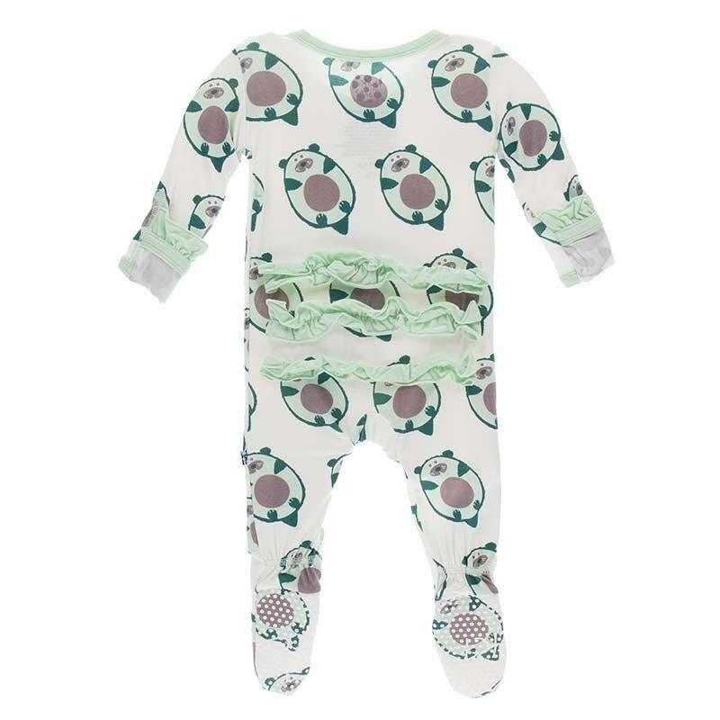 Bamboo Classic Ruffle Footie with Zipper - Natural Ottercado - Image 2