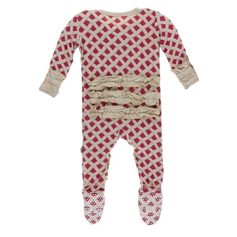 Bamboo Classic Ruffle Footie with Zipper - Summer Berry Pie - Image 2