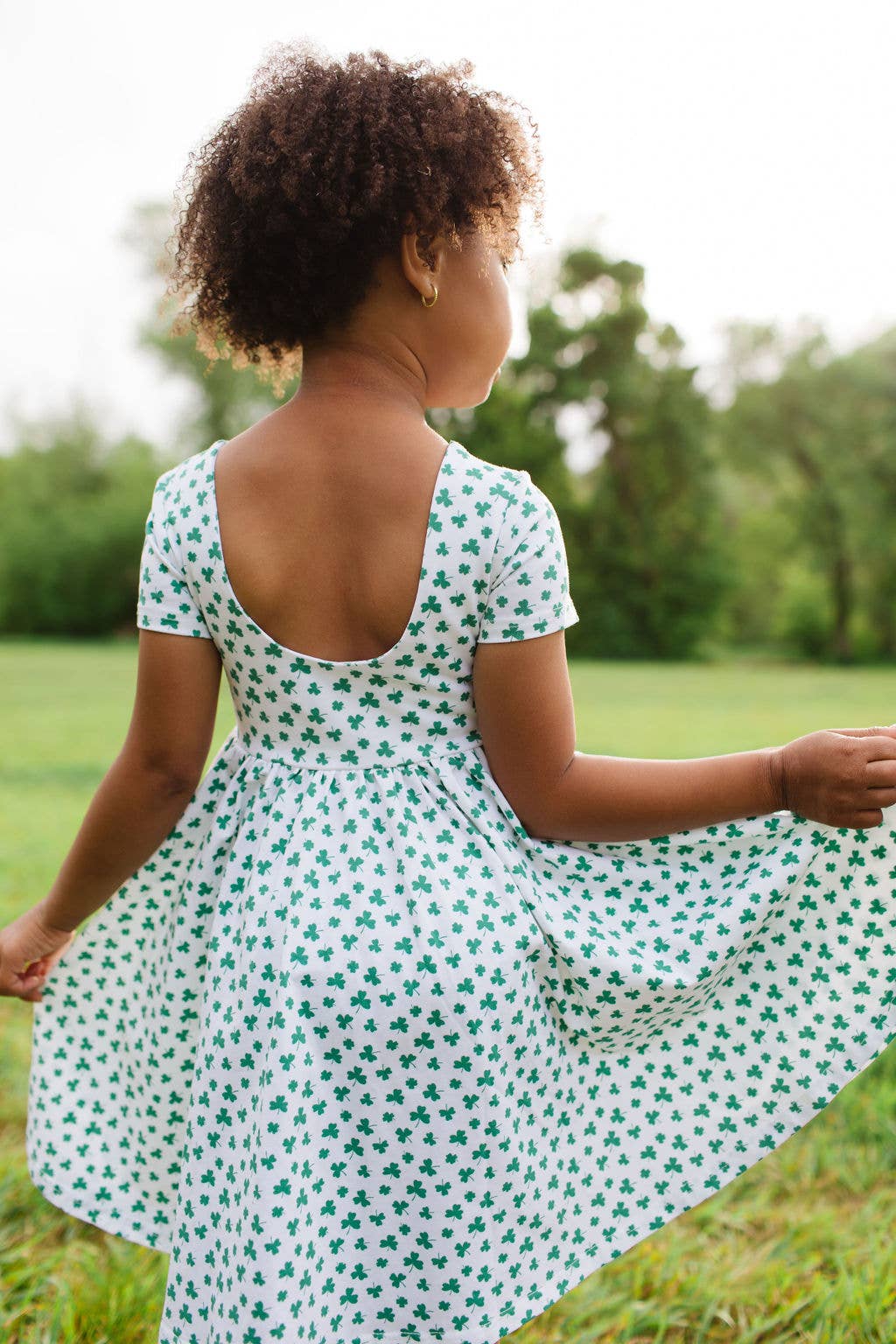 Cotton Short Sleeve Classic Twirl Dress - Shamrock - Image 5