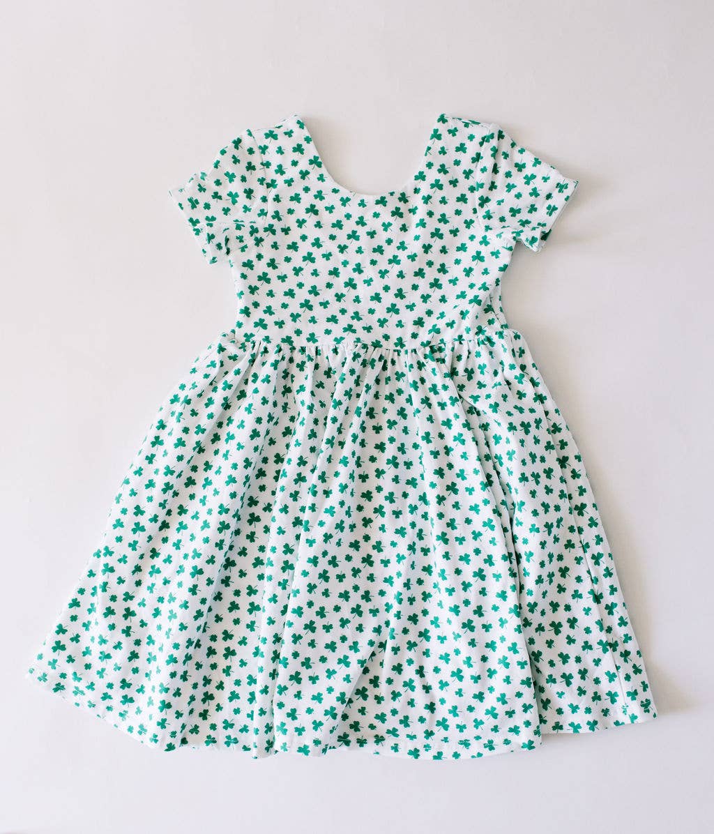 Cotton Short Sleeve Classic Twirl Dress - Shamrock - Image 8