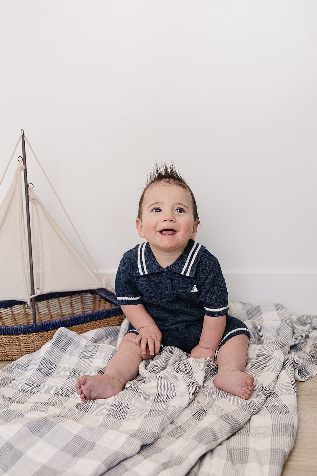 Collared Sailboat Knit Short Romper - Image 2