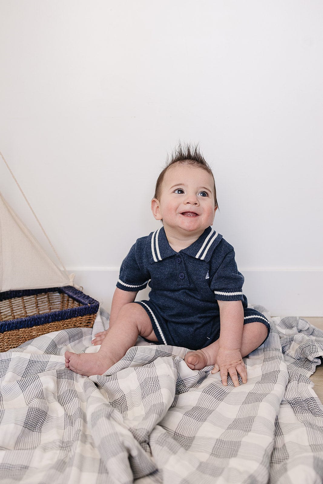 Collared Sailboat Knit Short Romper - Image 5