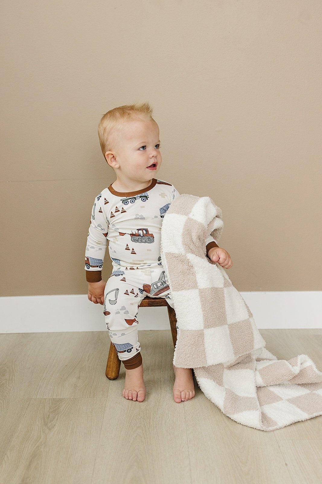 Ribbed Bamboo Long Sleeve Pajama Set - Construction Trucks - Image 2