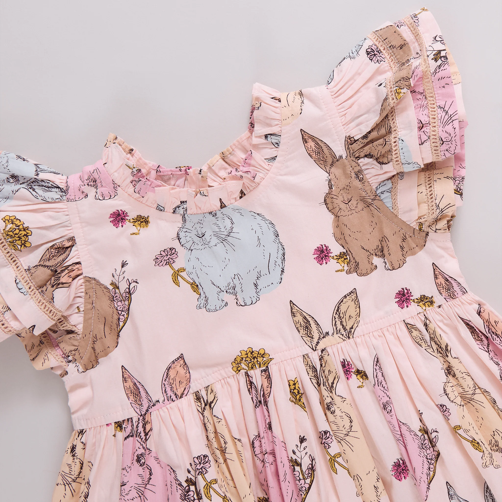 Cotton Jennifer Double Ruffle Dress - Vintage Bunnies - Image 4