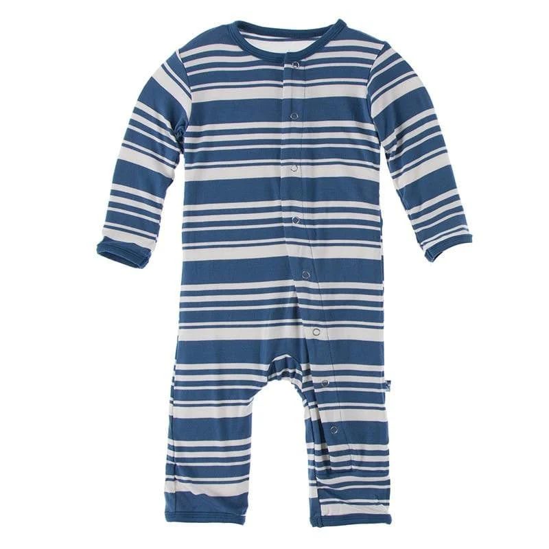 Bamboo Coverall with Snaps - Fishing Stripe