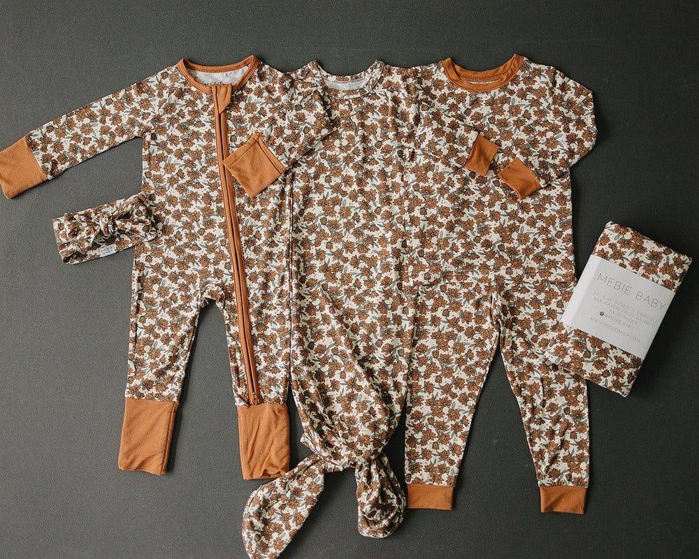 Bamboo Convertible Footie Romper - Cream Magnolia (Floral) - Image 4