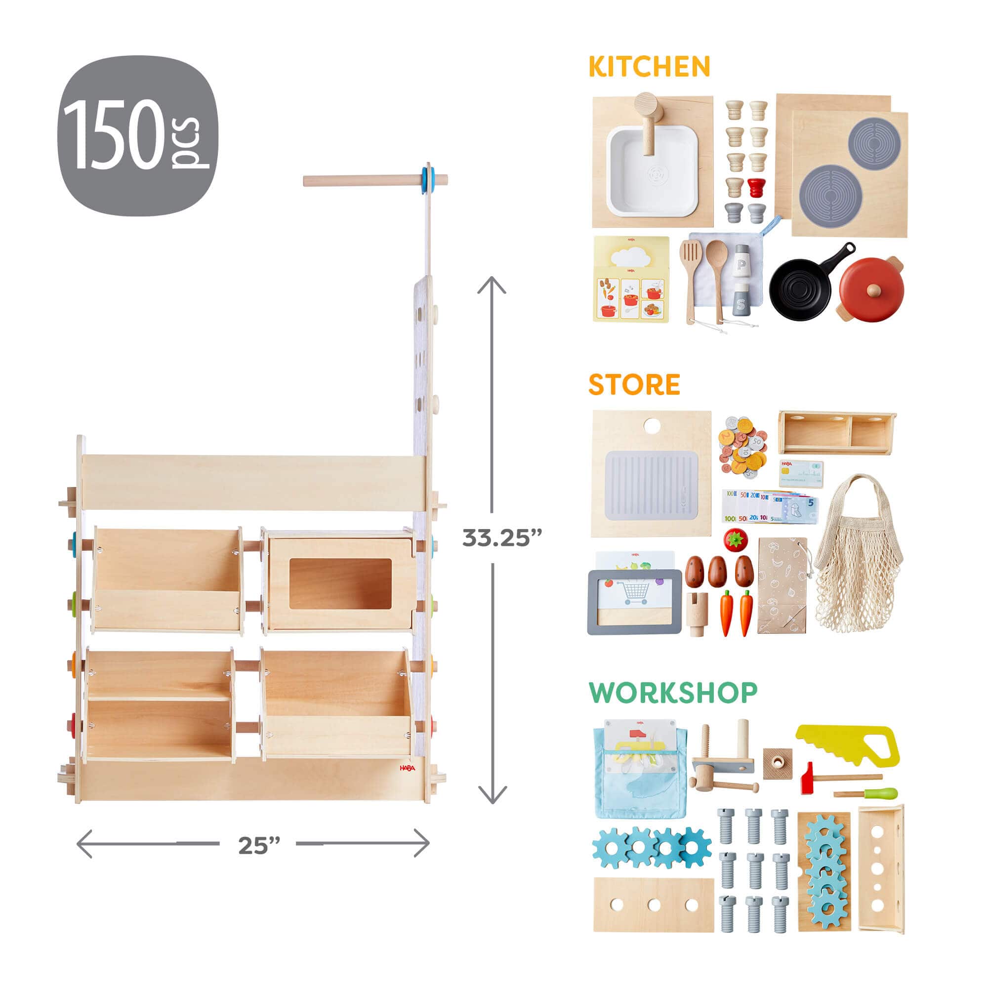 Creative Play 3 in 1 – Play Kitchen, Store & Workshop - Image 13