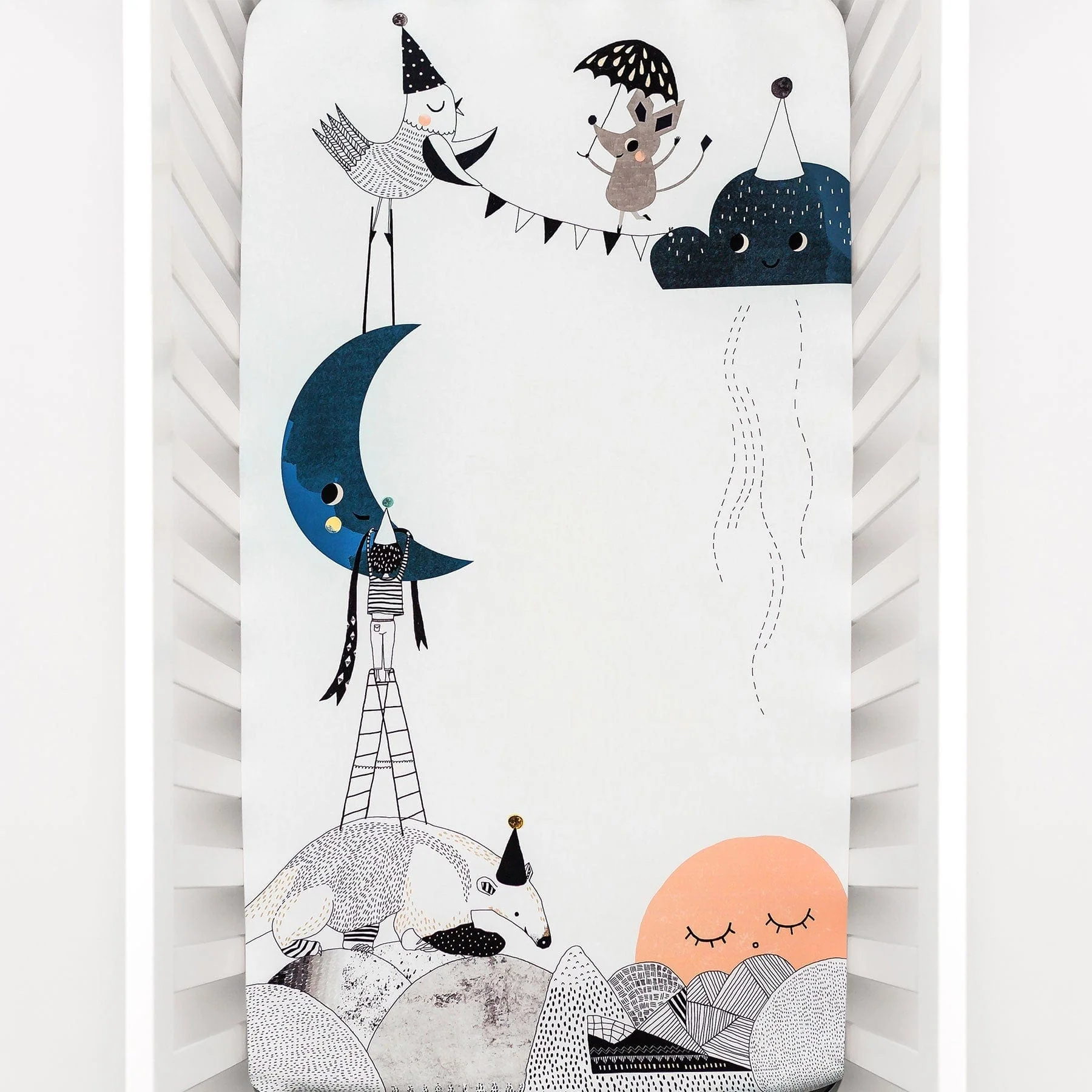 Crib sheet and Swaddle bundle - Moon's Birthday - Image 4