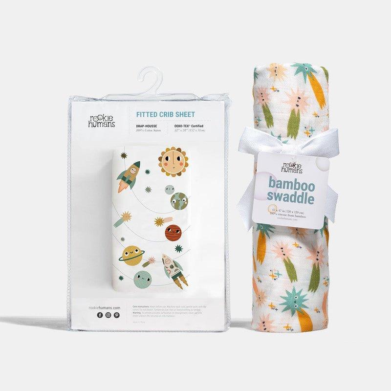 Crib Sheet and Swaddle Bundle Set - Space Explorer - Image 2