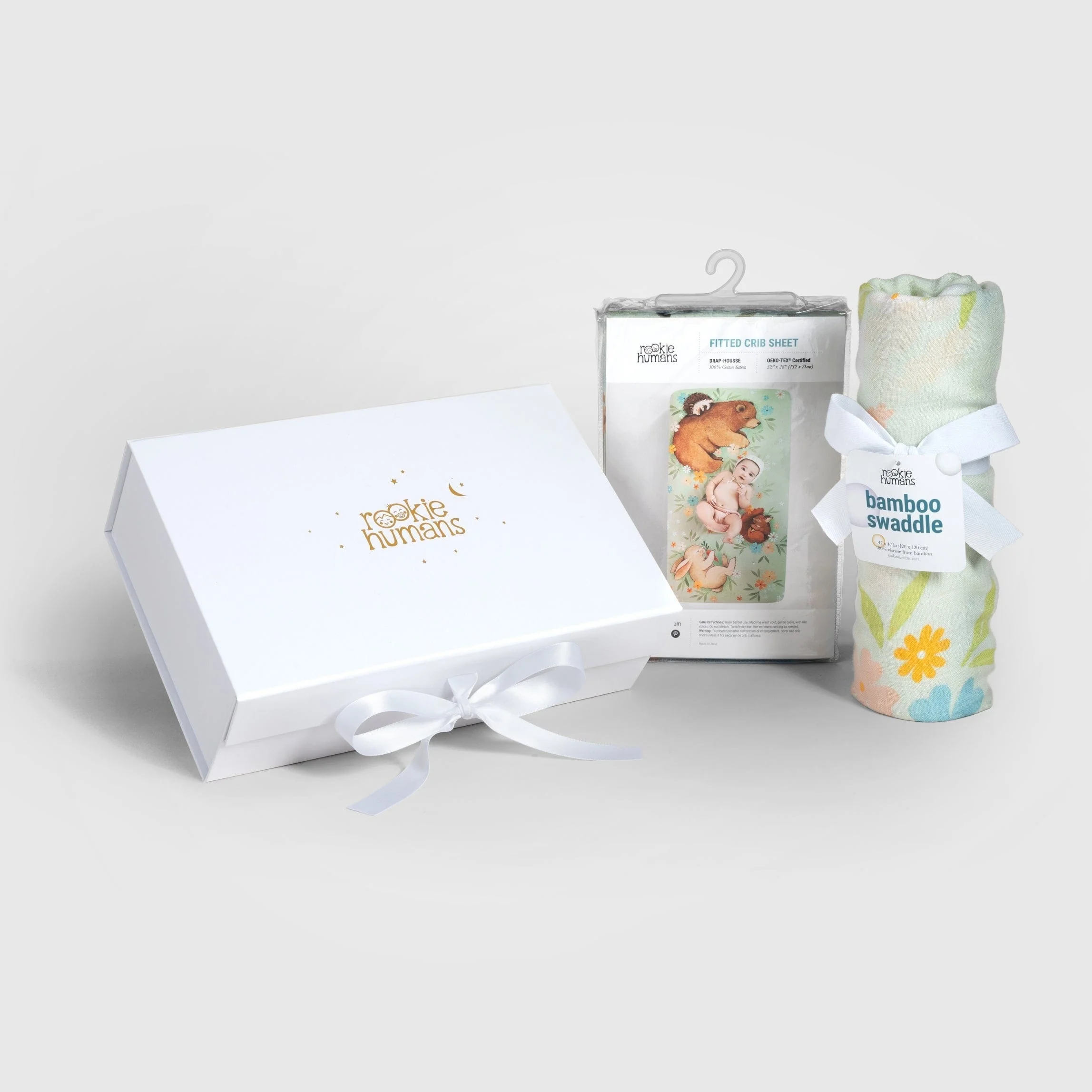 Crib Sheet & Swaddle Baby Gift Set - Enchanted Meadow - Image 2