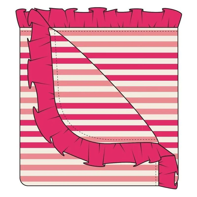 Custom Bamboo Ruffle Toddler Blanket - Forest Fruit Stripe with Forest Fruit Stripe Reverse - Image 2
